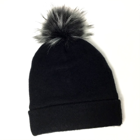 Accessories - Black Fleece Pom Pom Beanie Cap